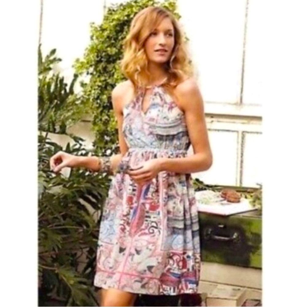 Anthropologie Floreat Castle Lake Silk Dress